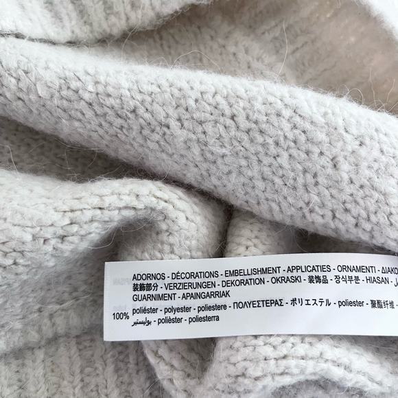 Zara White Knit Black Velvet Bow Collar Long Sleeve Pullover Sweater Medium - Picture 12 of 12